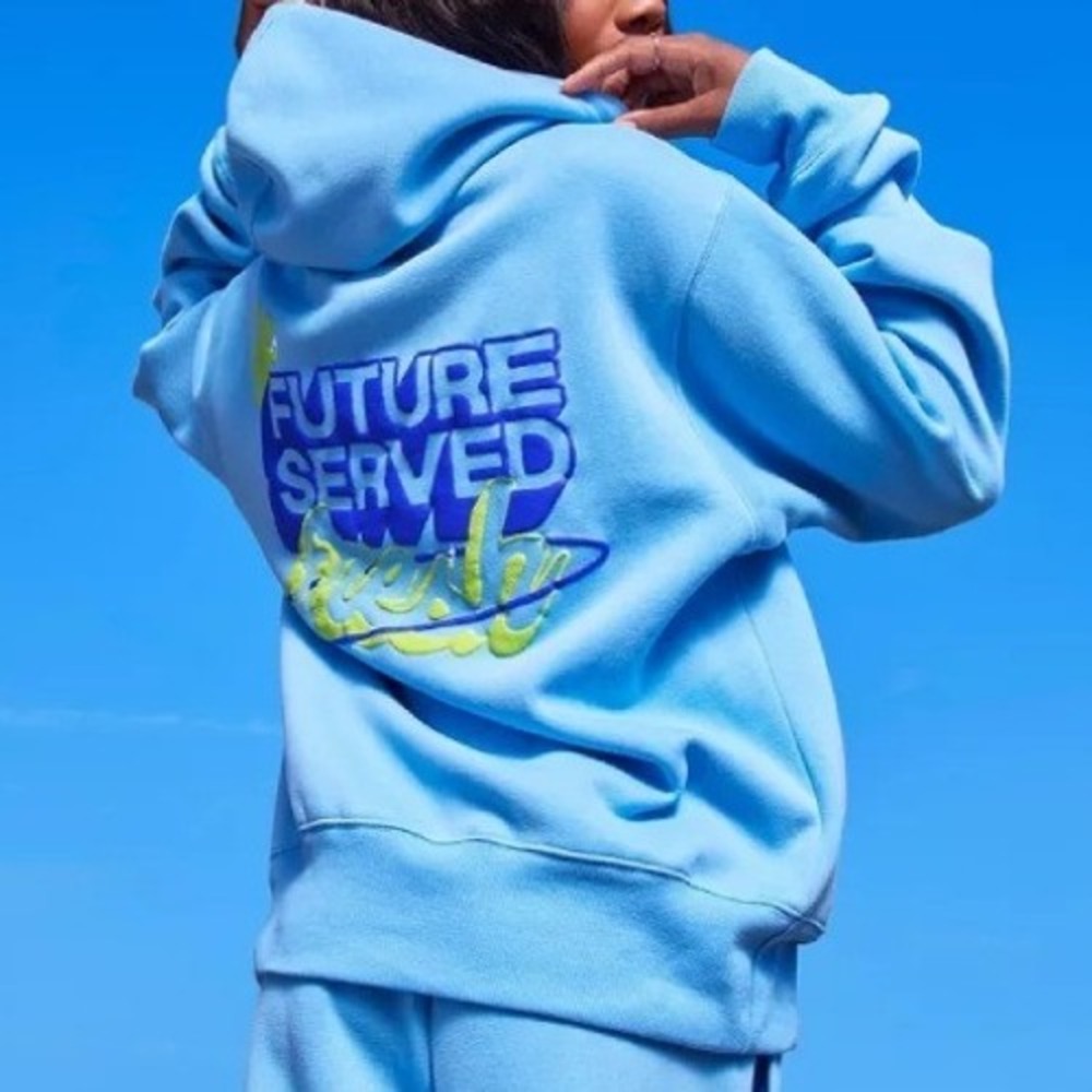 Poppi x Target Blue The Future Served Fresh Graphic Hoodie Sweatshirt Medium